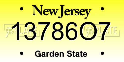 13786O7 New Jersey License Plate