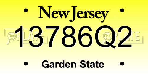 13786Q2 New Jersey License Plate