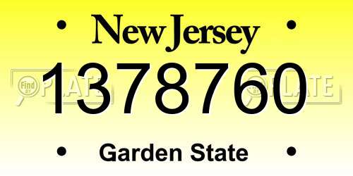 1378760 New Jersey License Plate