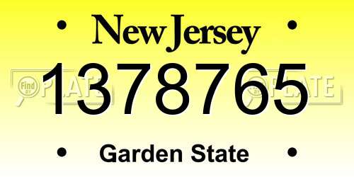 1378765 New Jersey License Plate