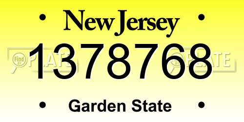 1378768 New Jersey License Plate