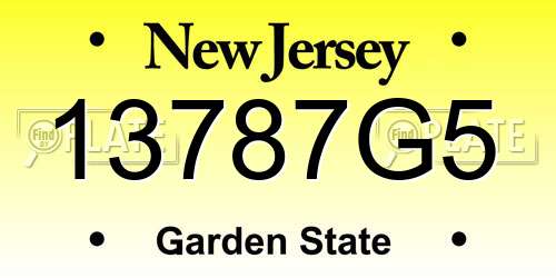 13787G5 New Jersey License Plate
