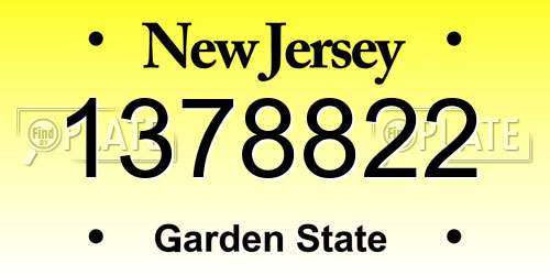 1378822 New Jersey License Plate