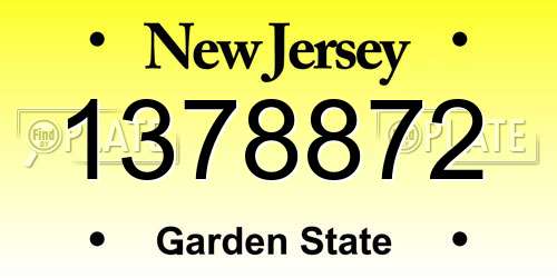 1378872 New Jersey License Plate