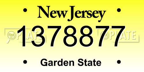 1378877 New Jersey License Plate