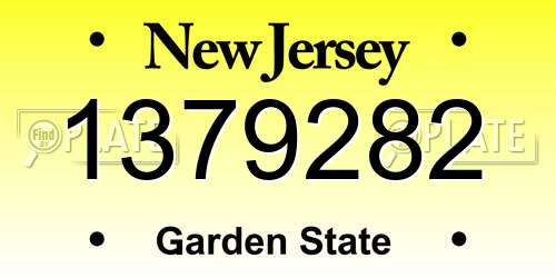 1379282 New Jersey License Plate