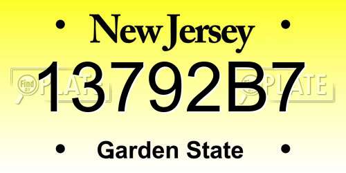13792B7 New Jersey License Plate