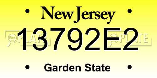 13792E2 New Jersey License Plate