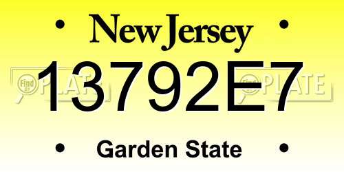 13792E7 New Jersey License Plate