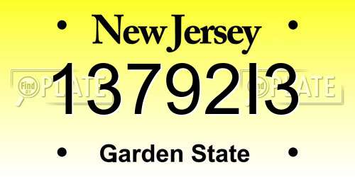 13792I3 New Jersey License Plate