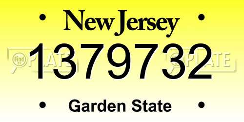 1379732 New Jersey License Plate