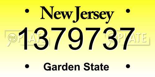 1379737 New Jersey License Plate