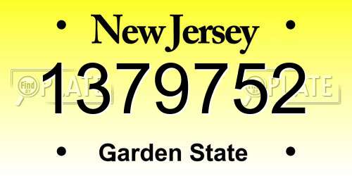 1379752 New Jersey License Plate