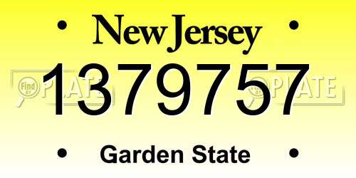 1379757 New Jersey License Plate