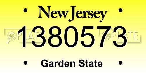 1380573 New Jersey License Plate