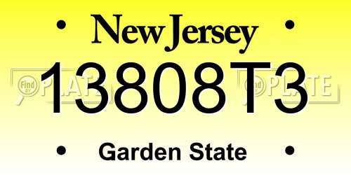 13808T3 New Jersey License Plate