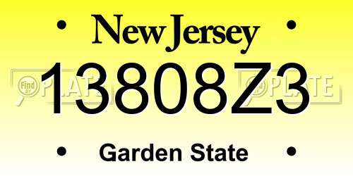 13808Z3 New Jersey License Plate