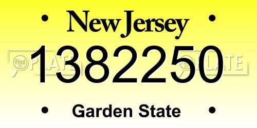 1382250 New Jersey License Plate