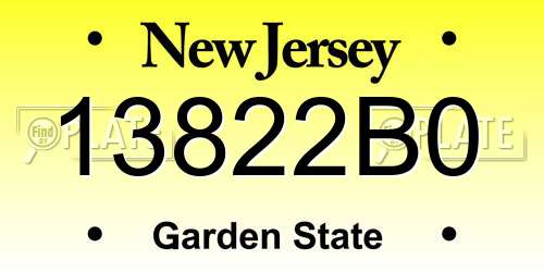 13822B0 New Jersey License Plate
