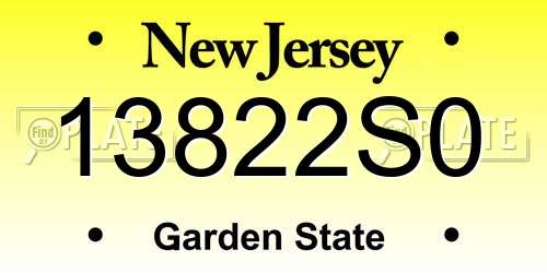 13822S0 New Jersey License Plate
