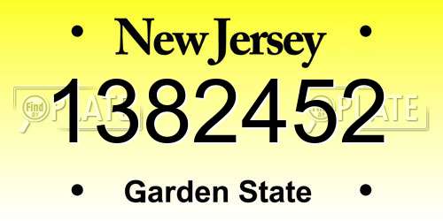 1382452 New Jersey License Plate