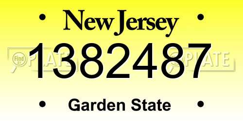 1382487 New Jersey License Plate
