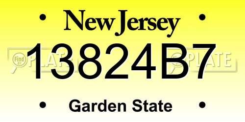 13824B7 New Jersey License Plate