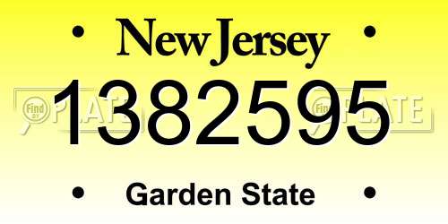 1382595 New Jersey License Plate