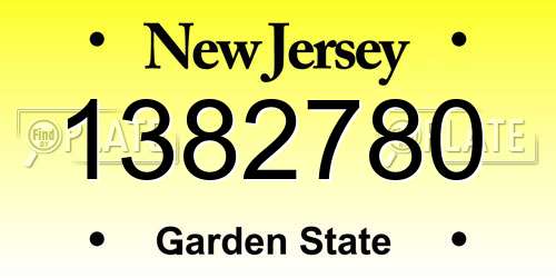 1382780 New Jersey License Plate