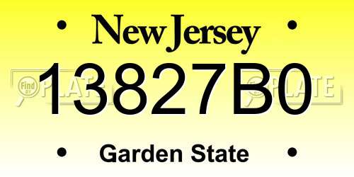 13827B0 New Jersey License Plate