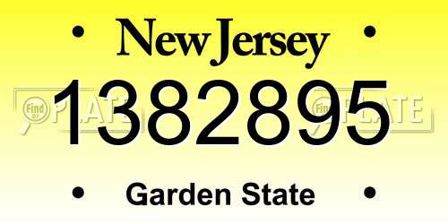 1382895 New Jersey License Plate