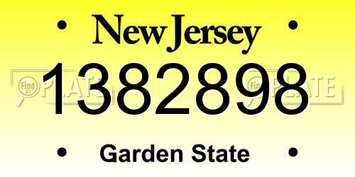 1382898 New Jersey License Plate
