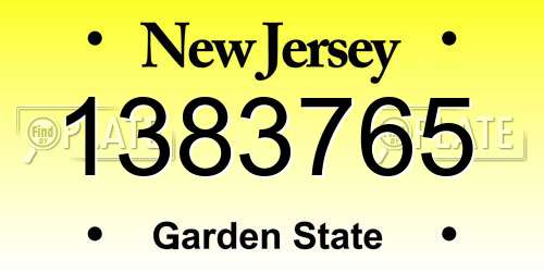 1383765 New Jersey License Plate