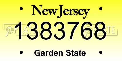 1383768 New Jersey License Plate