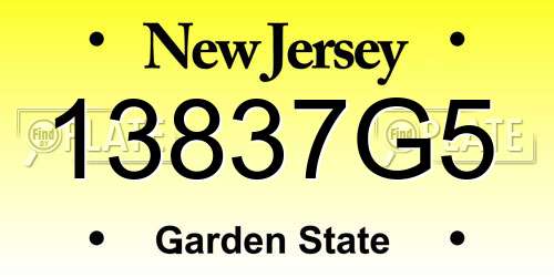 13837G5 New Jersey License Plate