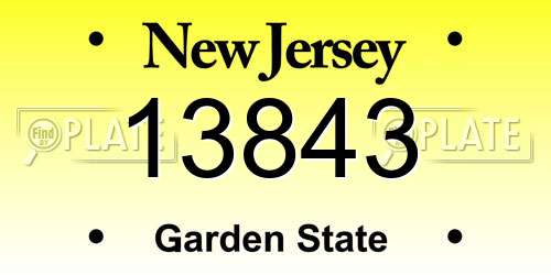 13843 New Jersey License Plate