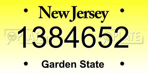 1384652 New Jersey License Plate