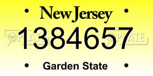 1384657 New Jersey License Plate
