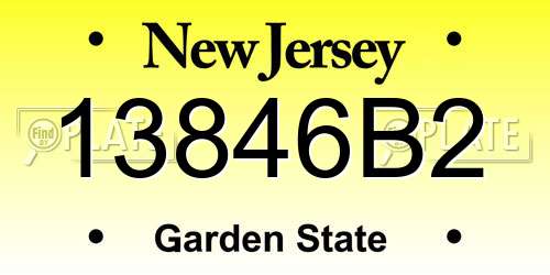 13846B2 New Jersey License Plate