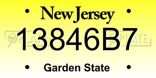 13846B7 New Jersey License Plate