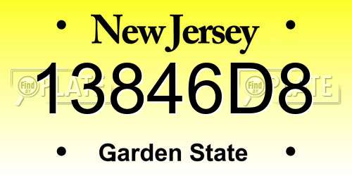 13846D8 New Jersey License Plate