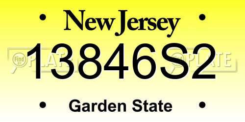 13846S2 New Jersey License Plate