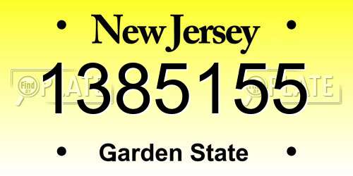 1385155 New Jersey License Plate