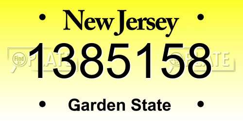 1385158 New Jersey License Plate
