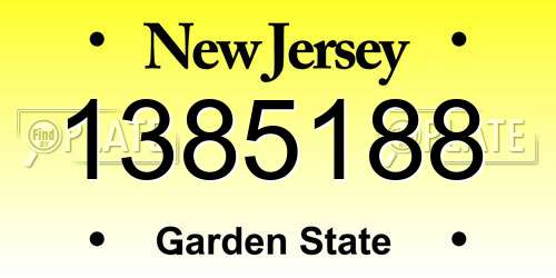 1385188 New Jersey License Plate