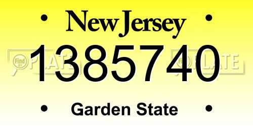 1385740 New Jersey License Plate