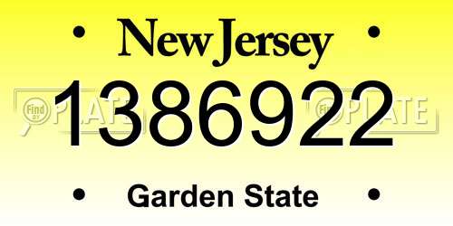 1386922 New Jersey License Plate