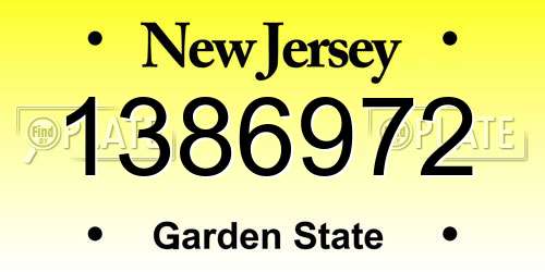 1386972 New Jersey License Plate