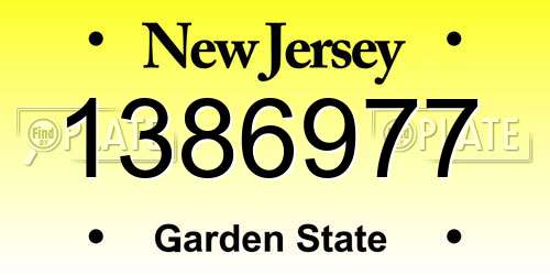 1386977 New Jersey License Plate