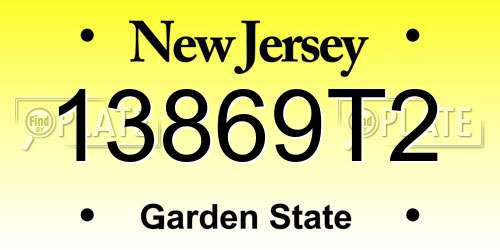 13869T2 New Jersey License Plate